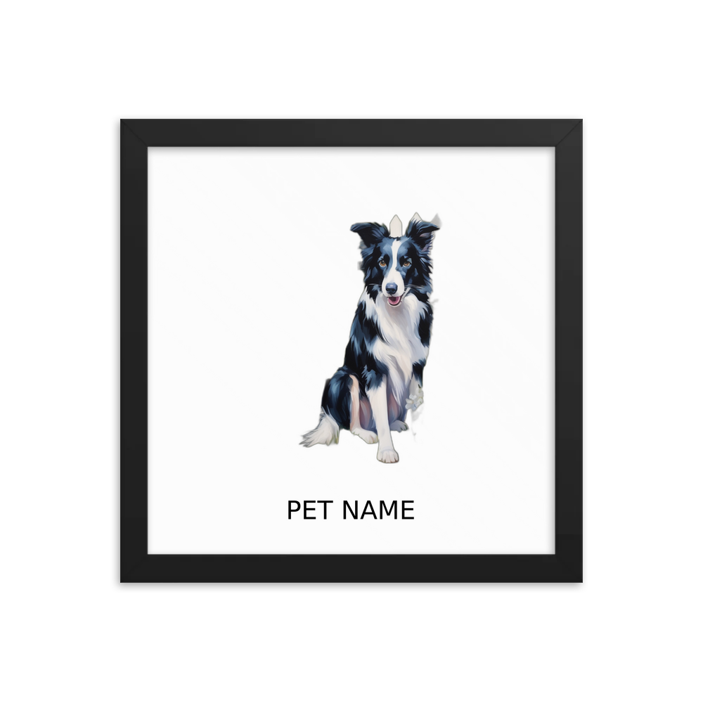 PugMug Custom Border Collie Framed Print with Your Pet’s Name