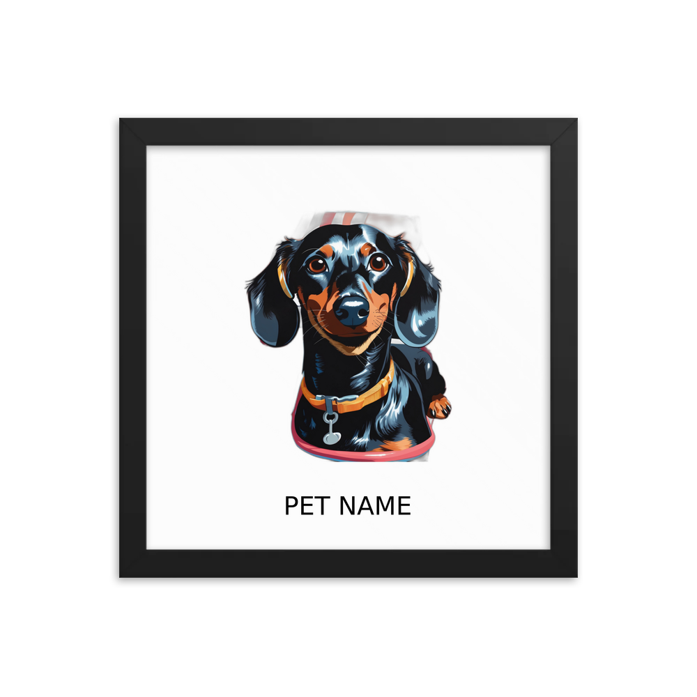 PugMug Custom Black Dachshund Framed Print with Your Pet’s Name