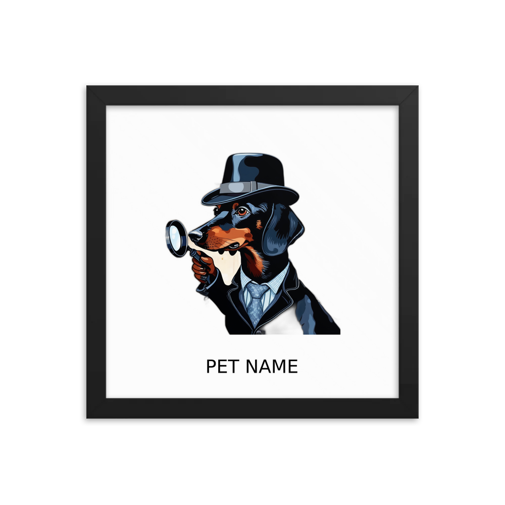 PugMug Custom Black Dachshund Framed Print with Your Pet’s Name