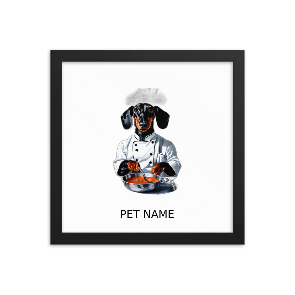 PugMug Custom Black Dachshund Framed Print with Your Pet’s Name