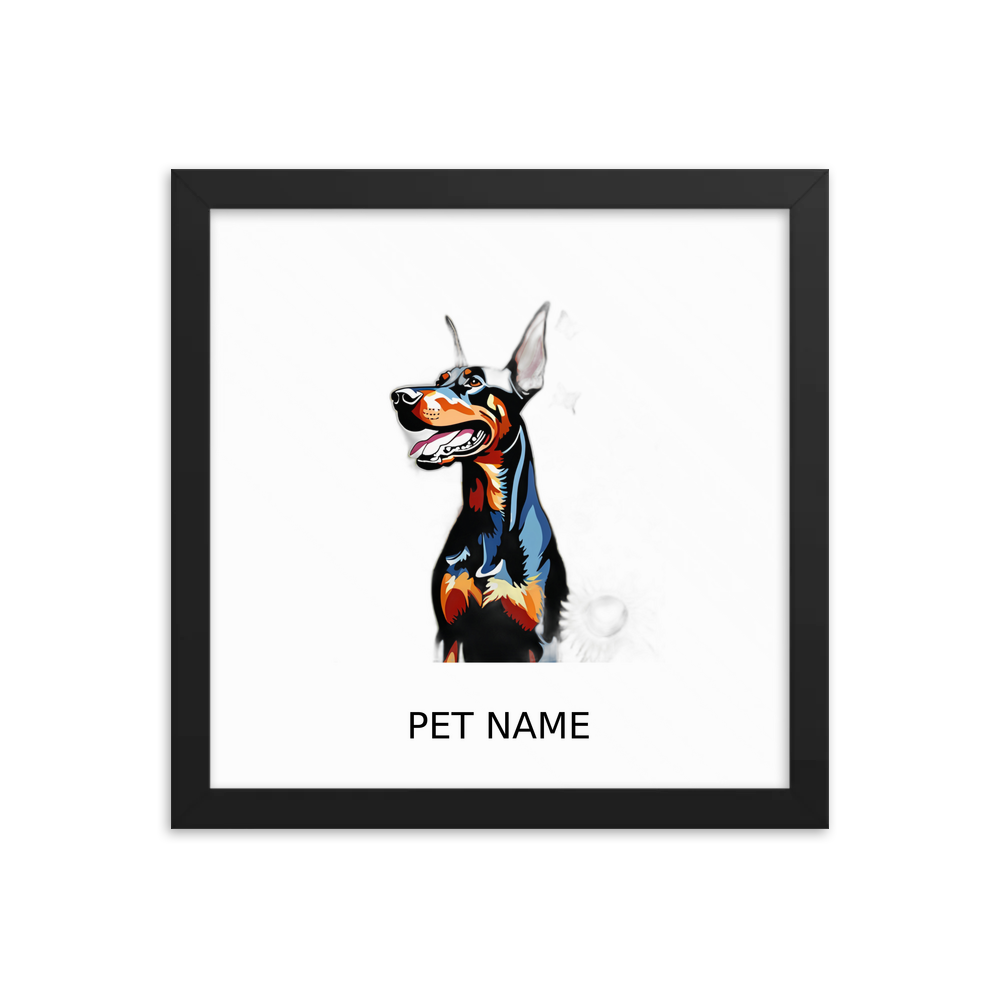 PugMug Custom Doberman Pinscher Framed Print with Your Pet’s Name