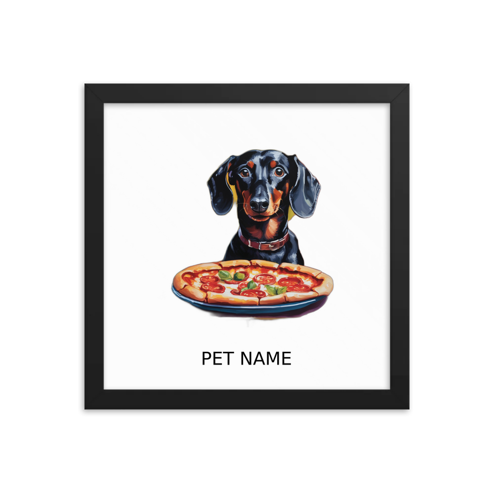 PugMug Custom Black Dachshund Framed Print with Your Pet’s Name