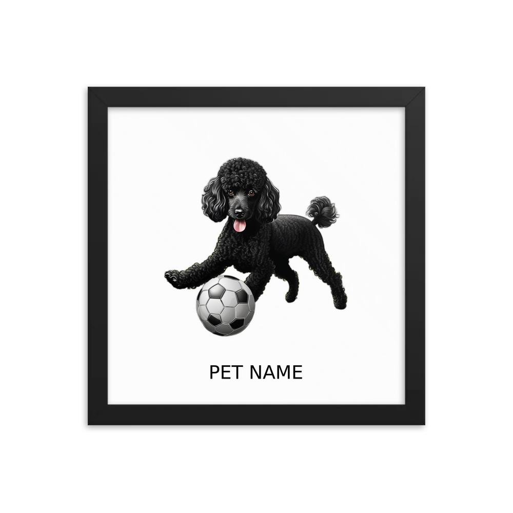PugMug Custom Black Poodle Framed Print with Your Pet’s Name
