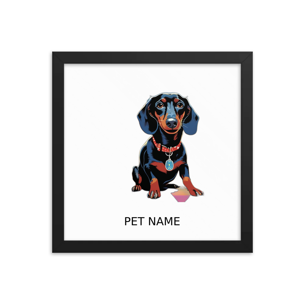 PugMug Custom Black Dachshund Framed Print with Your Pet’s Name