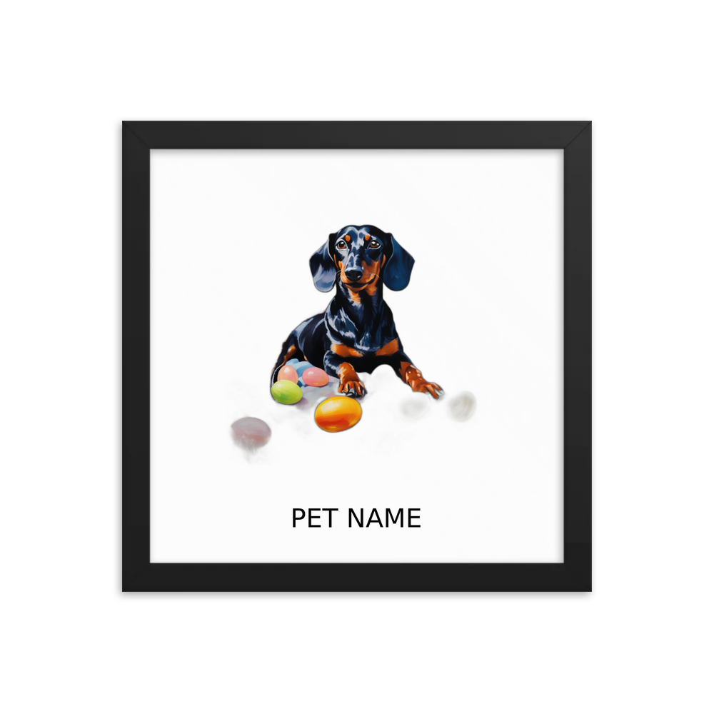 PugMug Custom Black Dachshund Framed Print with Your Pet’s Name