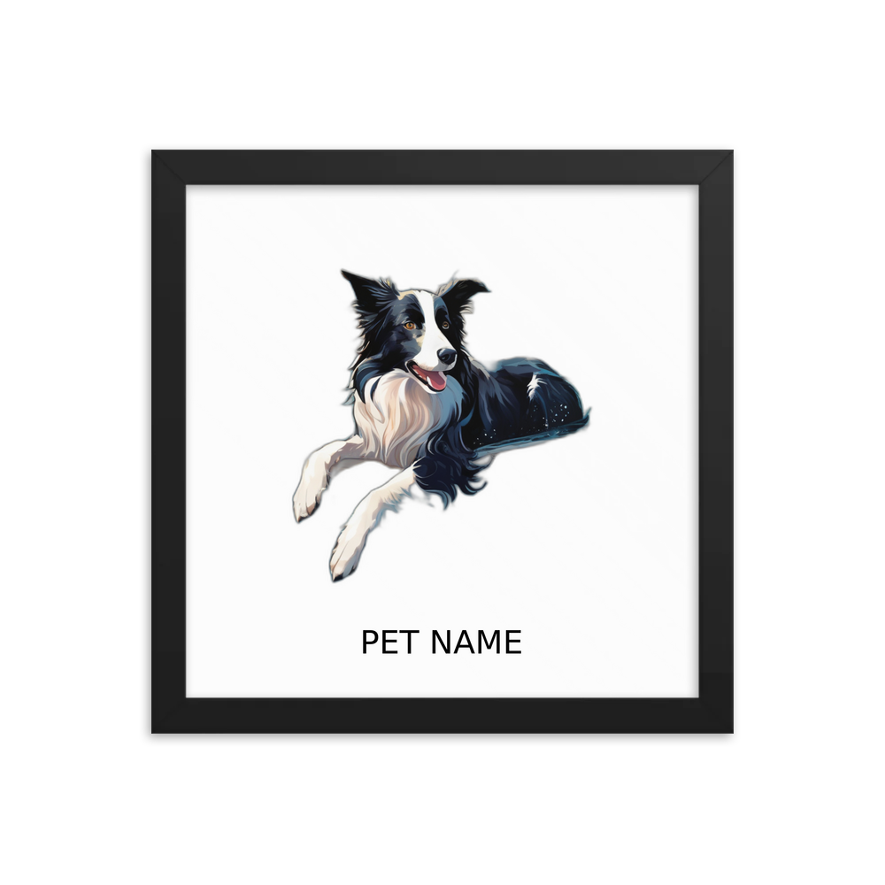 PugMug Custom Border Collie Framed Print with Your Pet’s Name