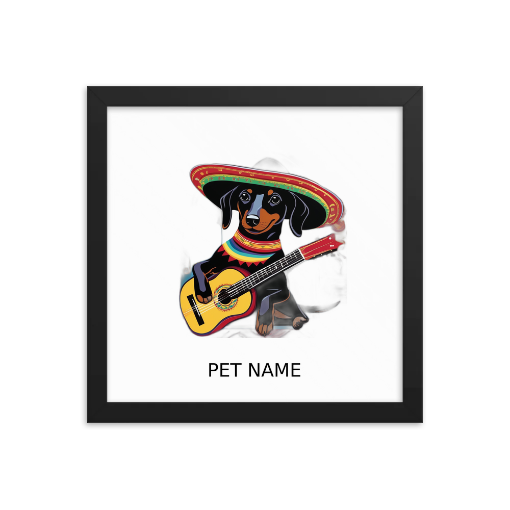 PugMug Custom Black Dachshund Framed Print with Your Pet’s Name
