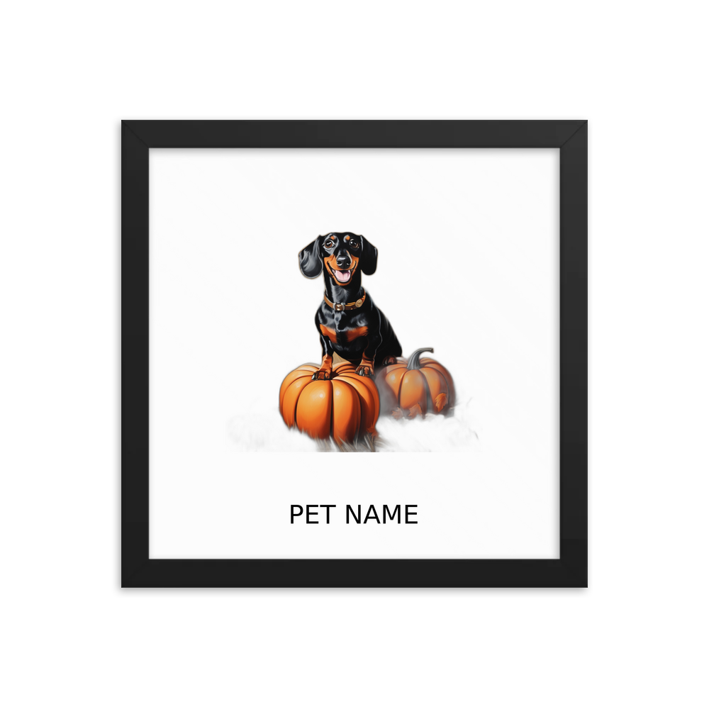 PugMug Custom Black Dachshund Framed Print with Your Pet’s Name
