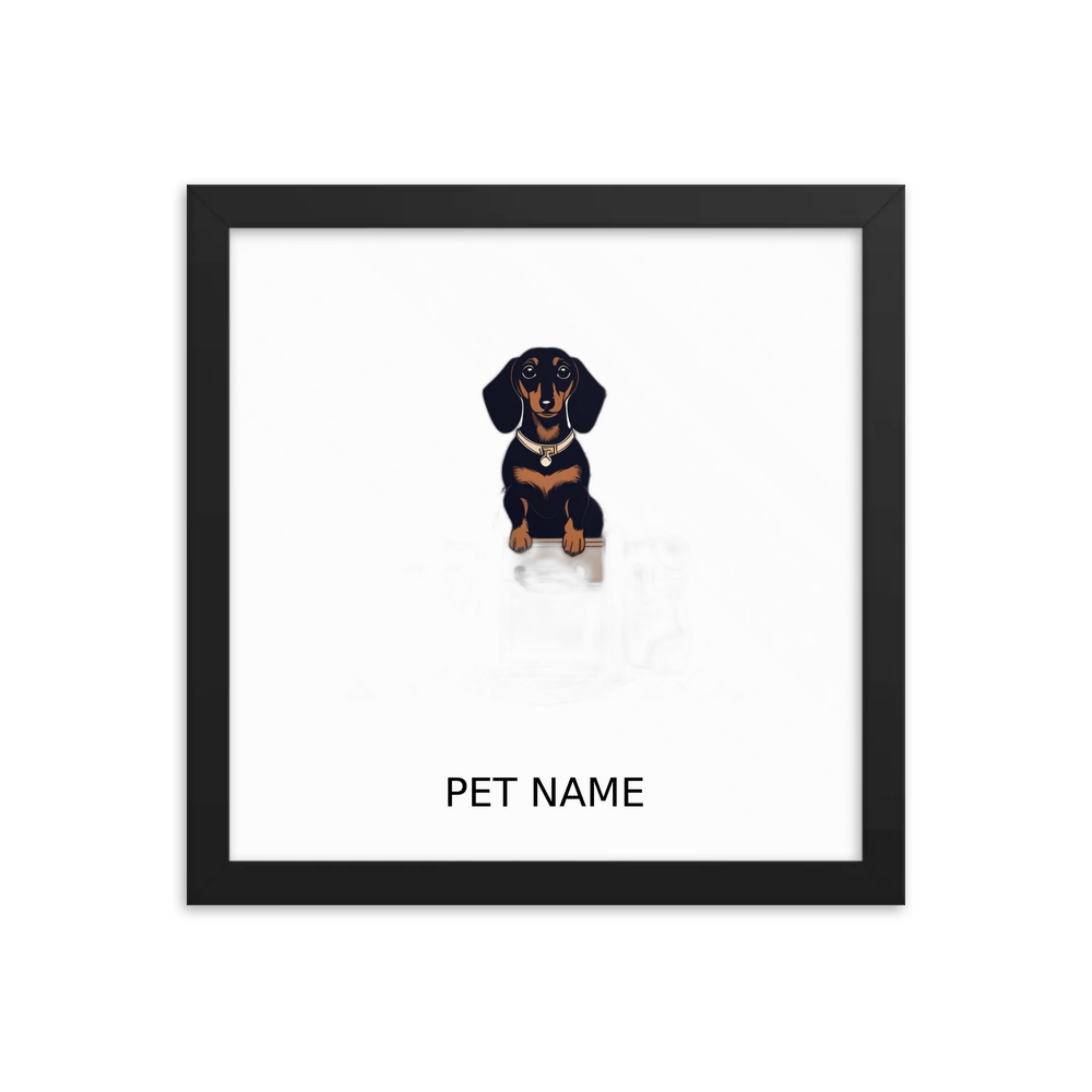 PugMug Custom Black Dachshund Framed Print with Your Pet’s Name