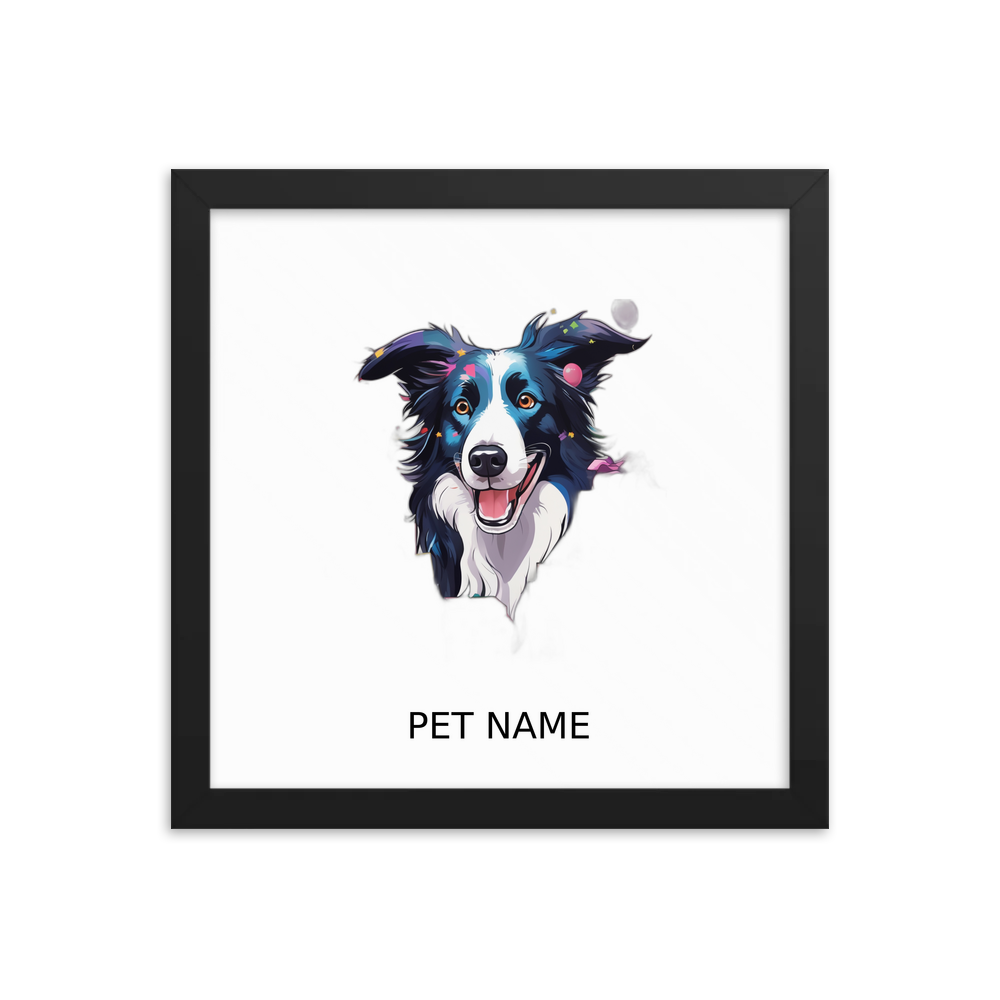 PugMug Custom Border Collie Framed Print with Your Pet’s Name