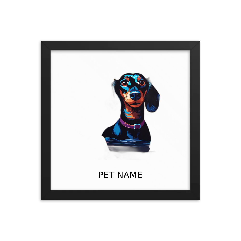 PugMug Custom Black Dachshund Framed Print with Your Pet’s Name