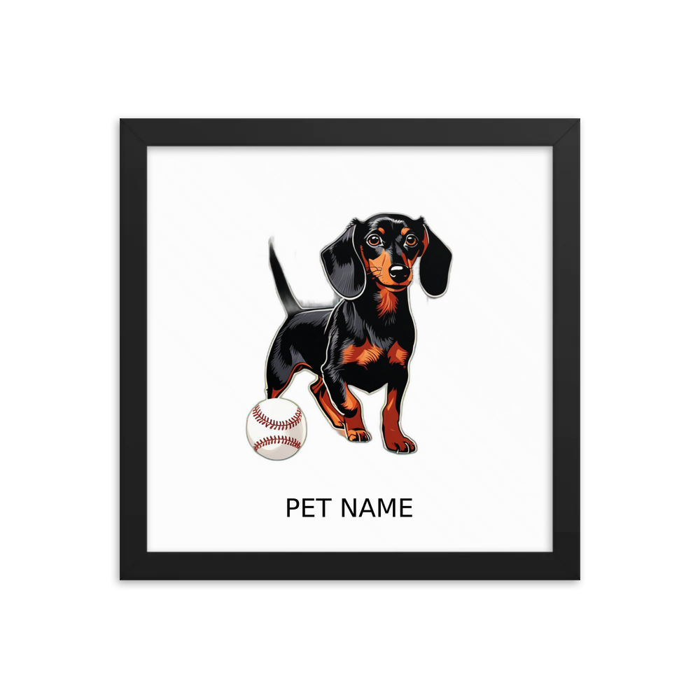 PugMug Custom Black Dachshund Framed Print with Your Pet’s Name