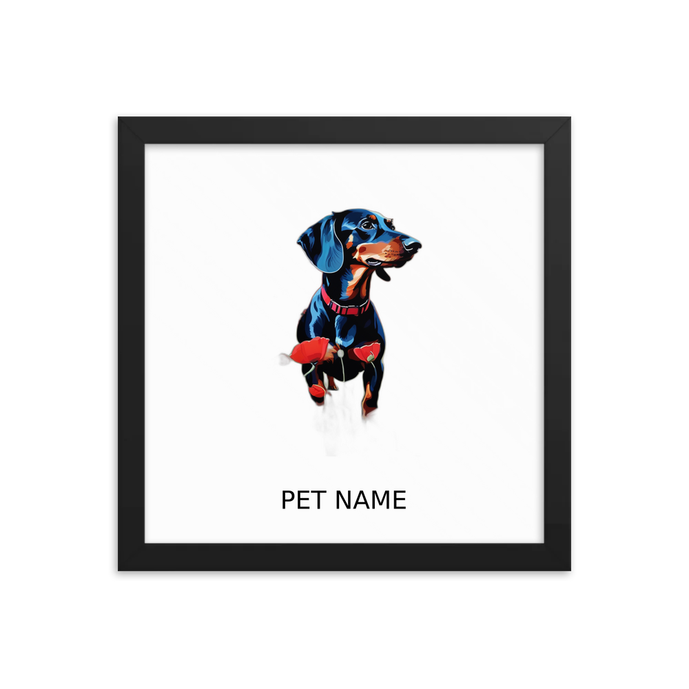 PugMug Custom Black Dachshund Framed Print with Your Pet’s Name