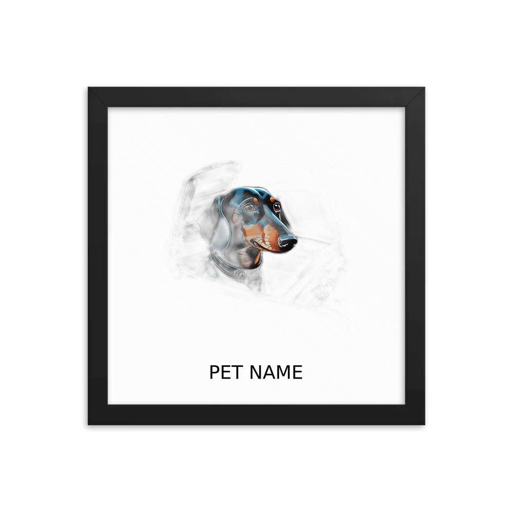 PugMug Custom Black Dachshund Framed Print with Your Pet’s Name