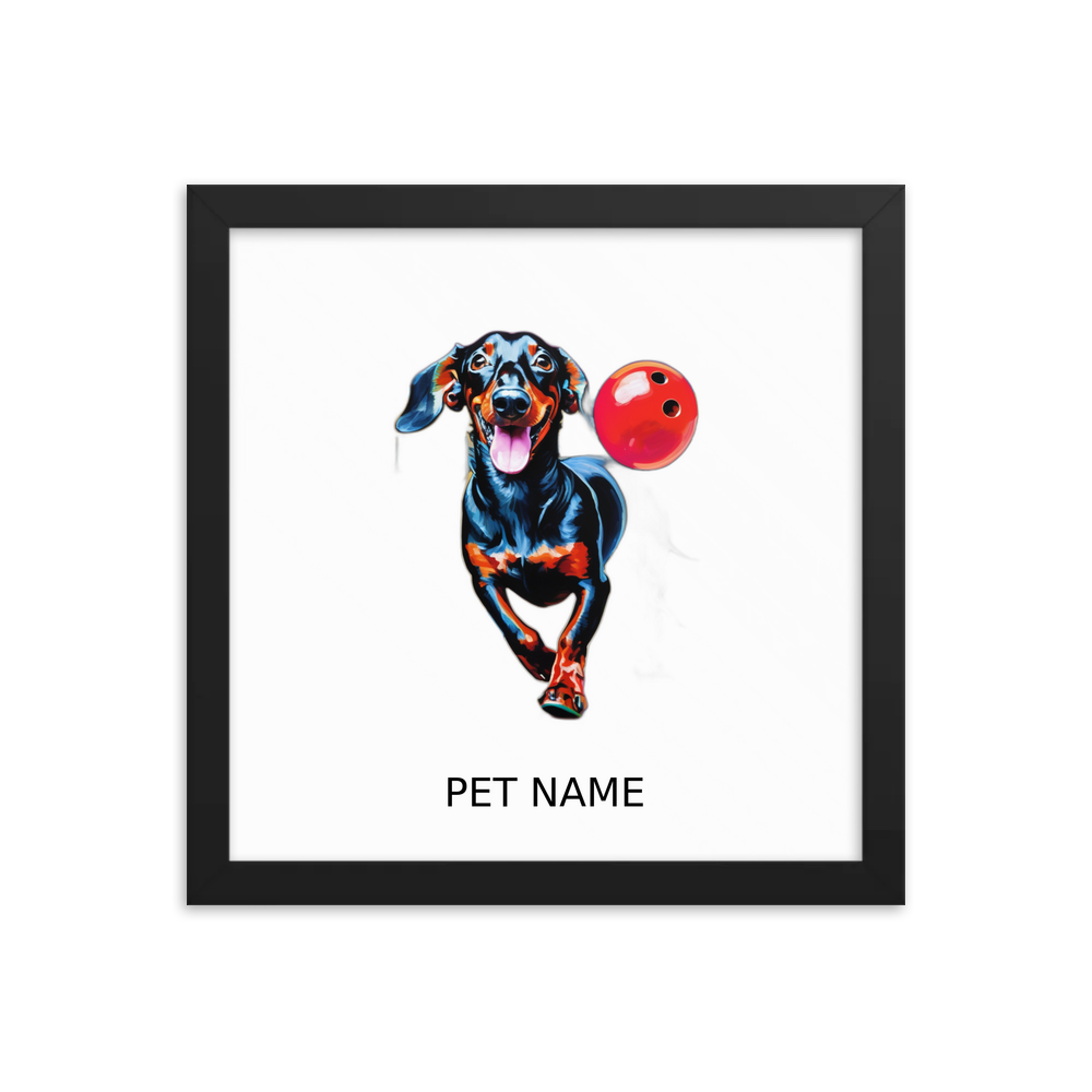 PugMug Custom Black Dachshund Framed Print with Your Pet’s Name