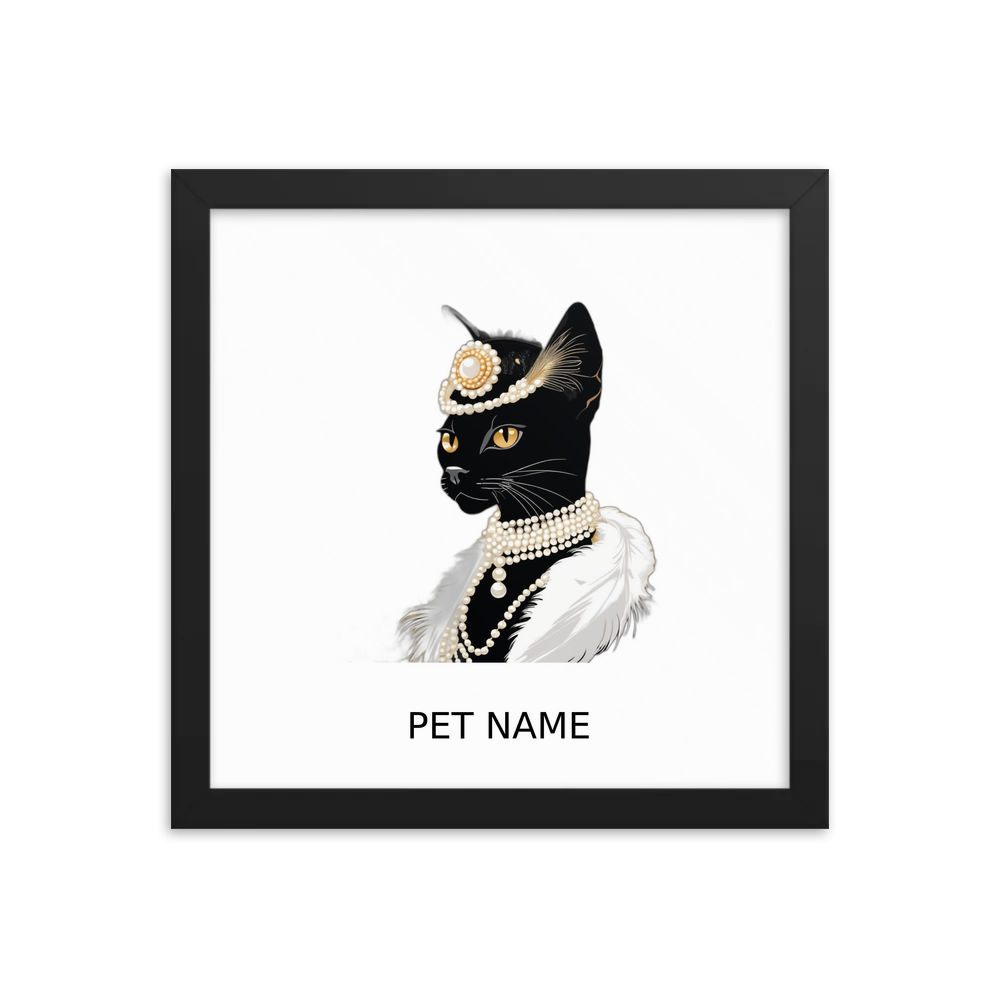 PugMug Custom Black Abyssinian Cat Framed Print with Your Pet’s Name