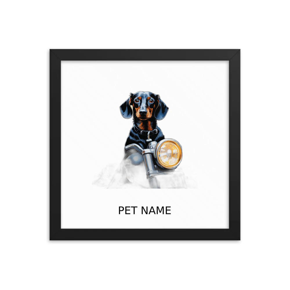 PugMug Custom Black Dachshund Framed Print with Your Pet’s Name
