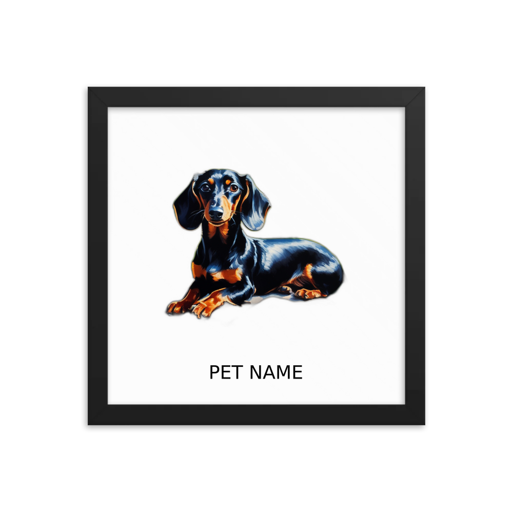 PugMug Custom Black Dachshund Framed Print with Your Pet’s Name