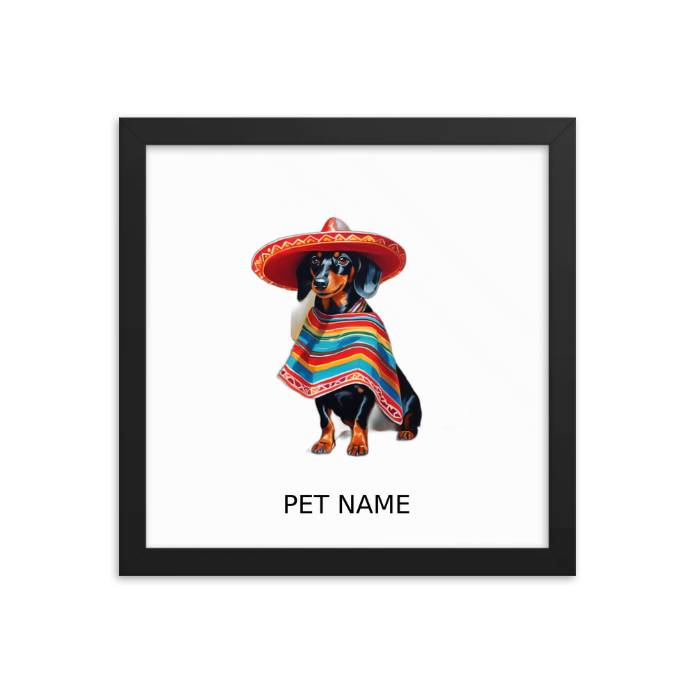 PugMug Custom Black Dachshund Framed Print with Your Pet’s Name