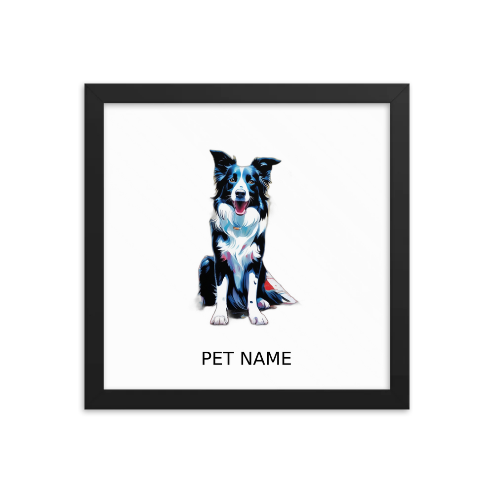 PugMug Custom Border Collie Framed Print with Your Pet’s Name