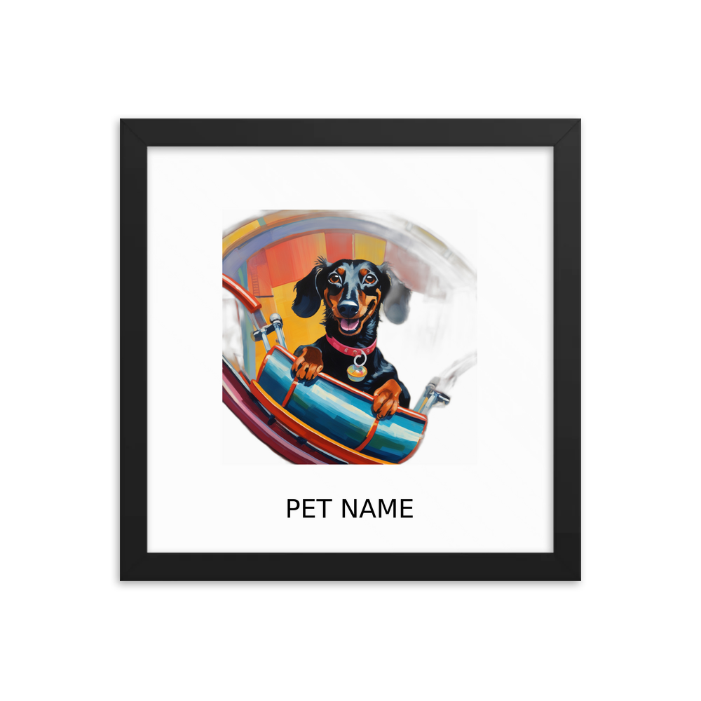 PugMug Custom Black Dachshund Framed Print with Your Pet’s Name