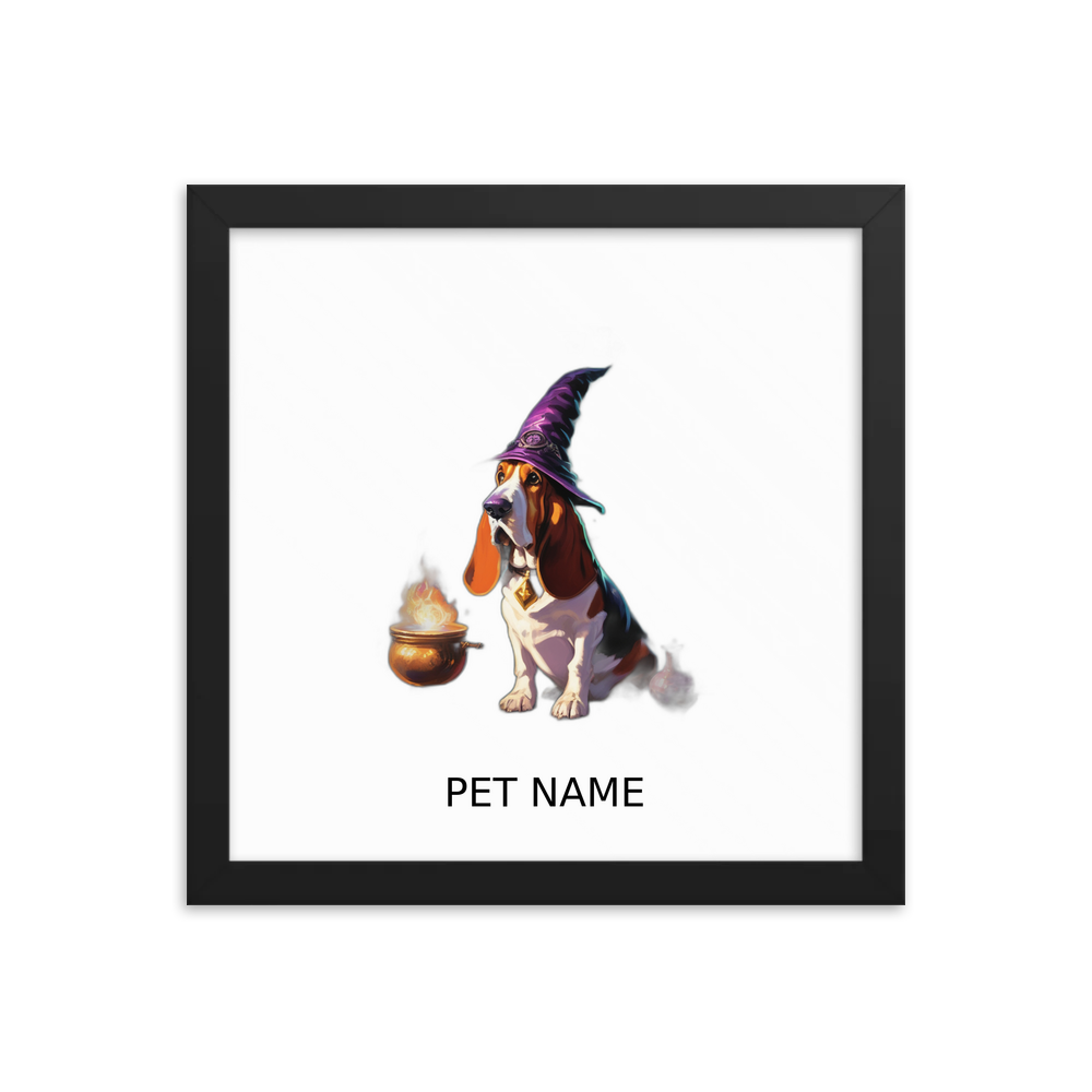 PugMug Custom Basset Hound Framed Print with Your Pet’s Name