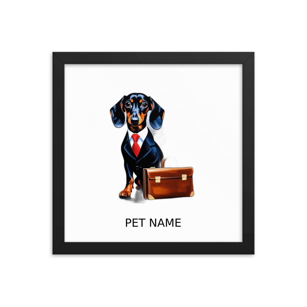 PugMug Custom Black Dachshund Framed Print with Your Pet’s Name