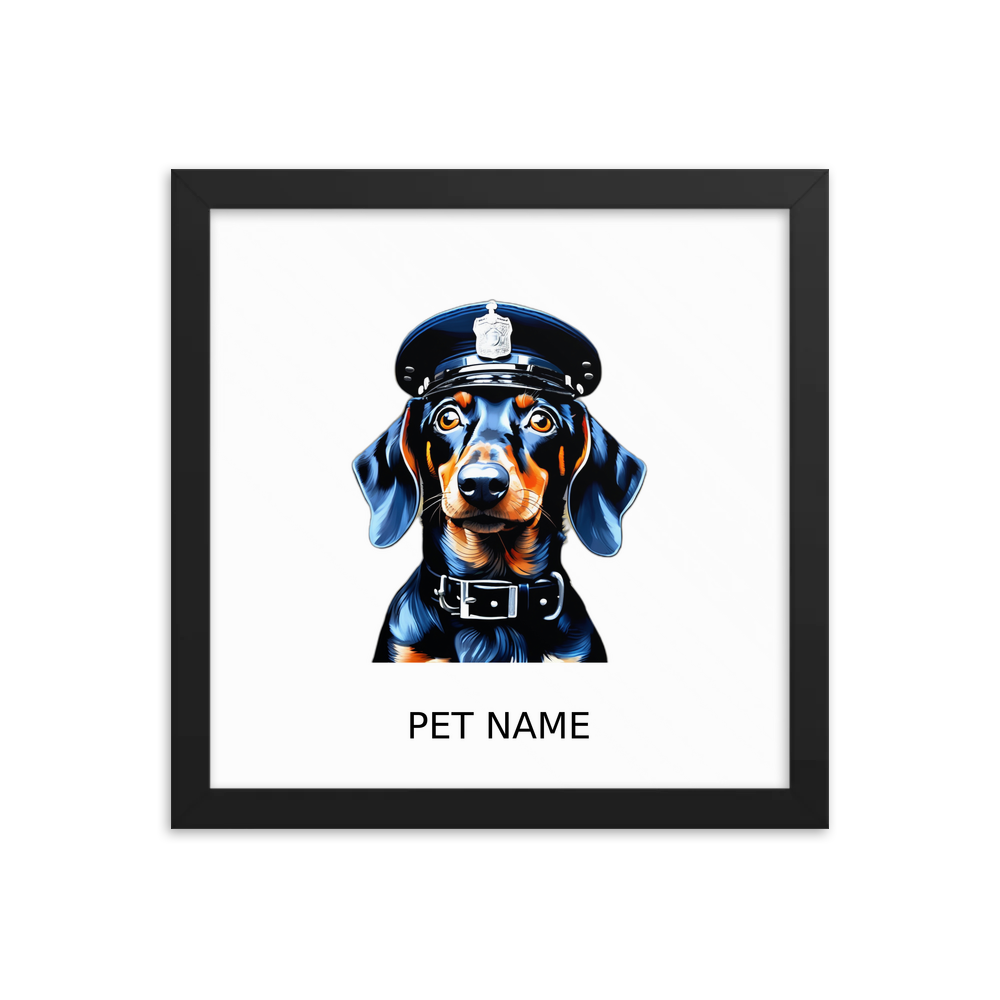 PugMug Custom Black Dachshund Framed Print with Your Pet’s Name