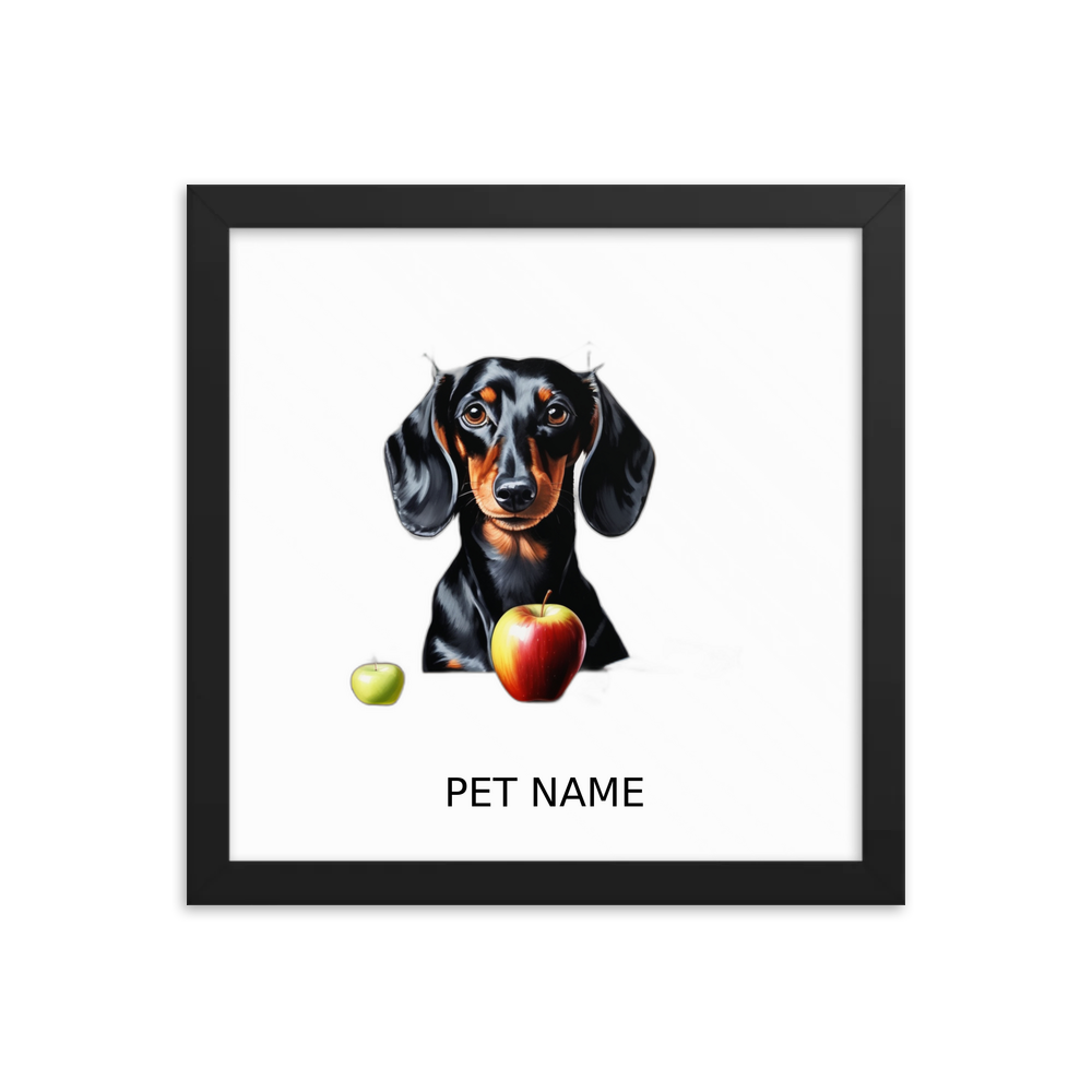 PugMug Custom Black Dachshund Framed Print with Your Pet’s Name