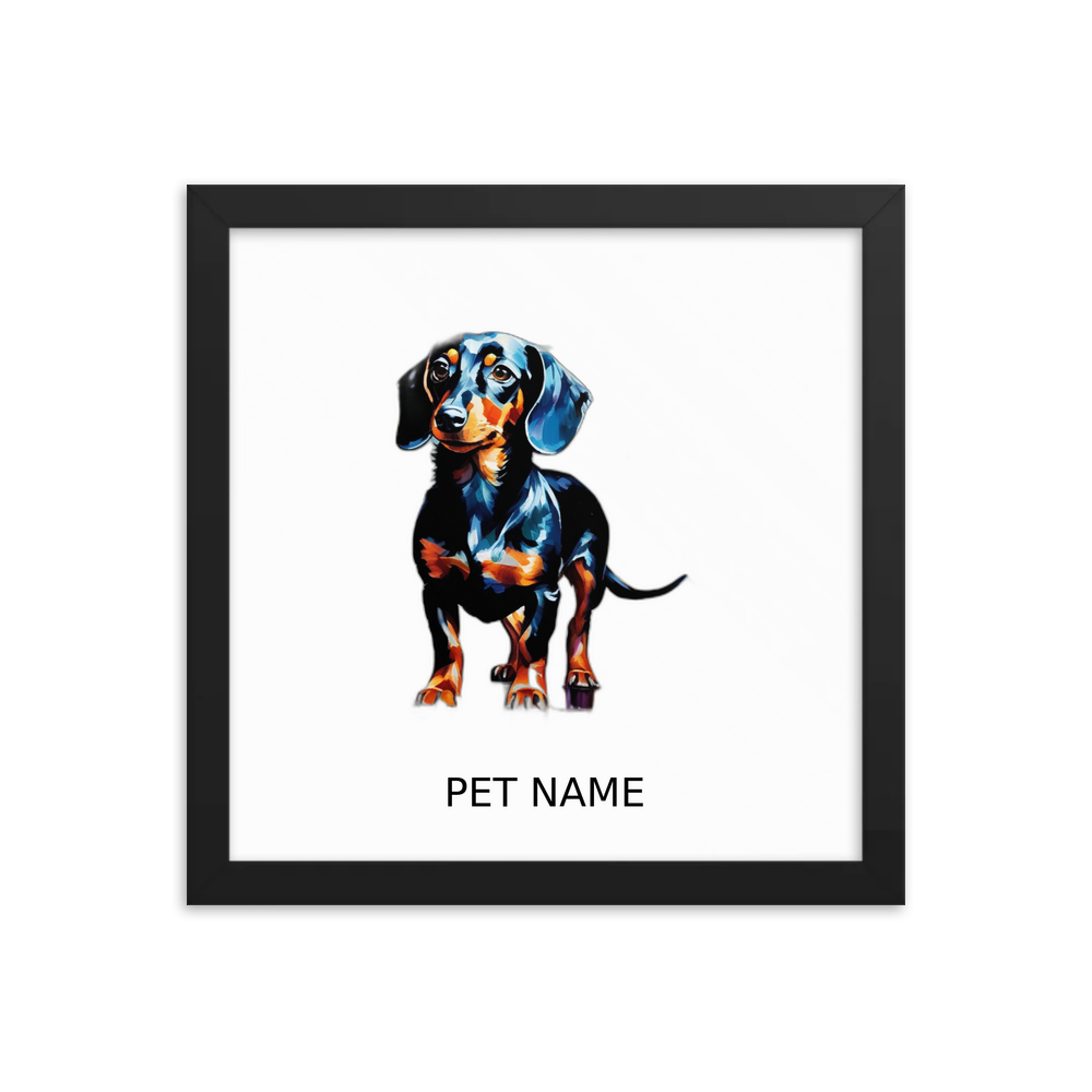 PugMug Custom Black Dachshund Framed Print with Your Pet’s Name