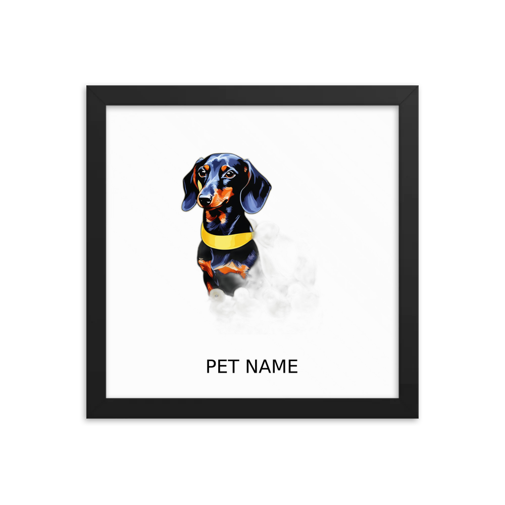 PugMug Custom Black Dachshund Framed Print with Your Pet’s Name