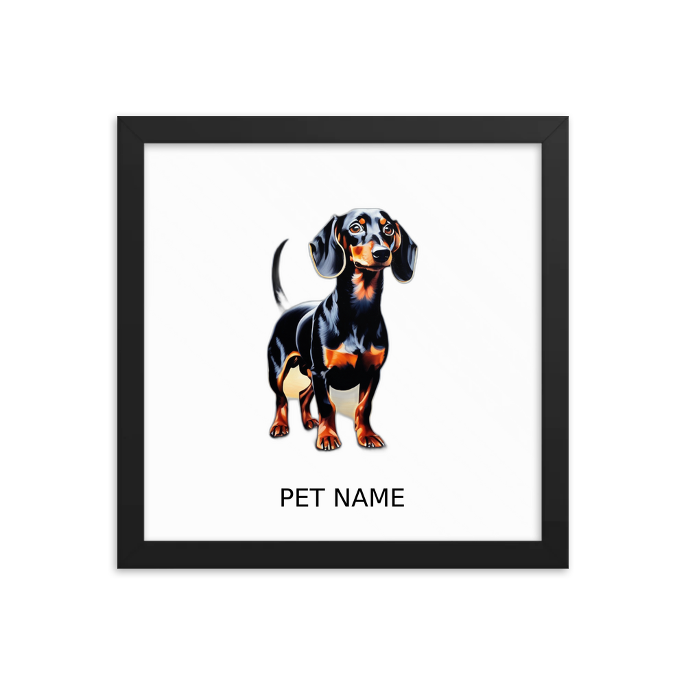 PugMug Custom Black Dachshund Framed Print with Your Pet’s Name