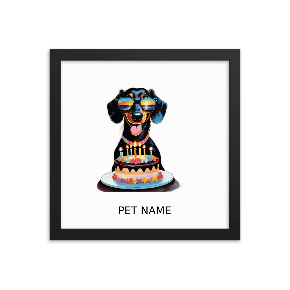 PugMug Custom Black Dachshund Framed Print with Your Pet’s Name