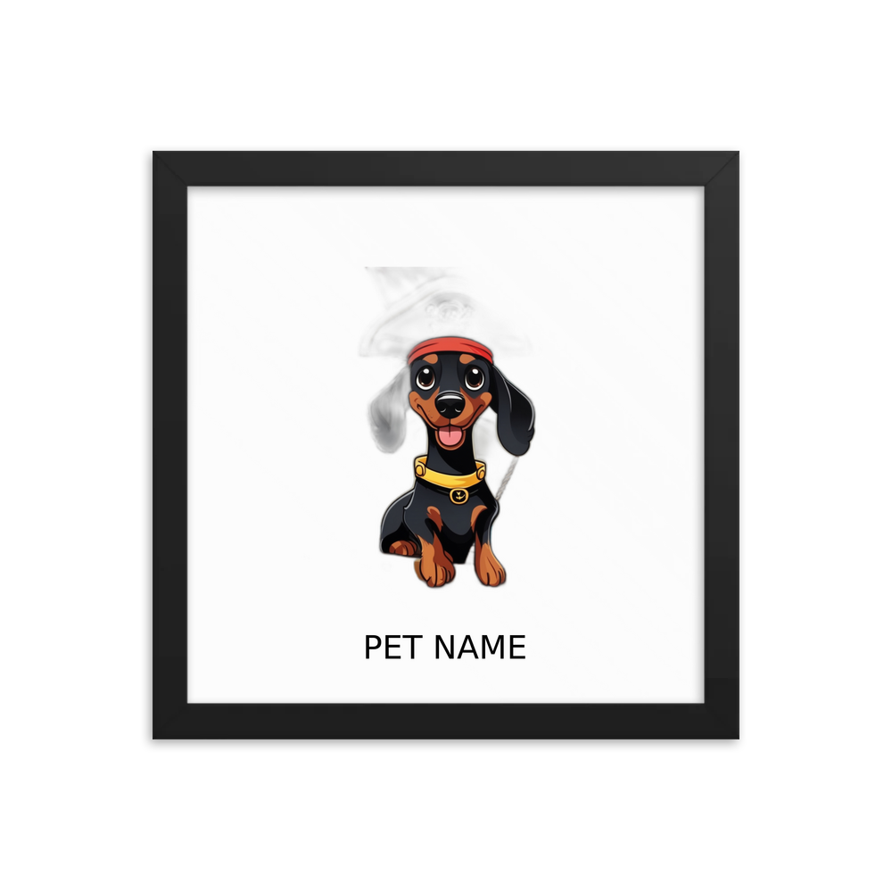 PugMug Custom Black Dachshund Framed Print with Your Pet’s Name