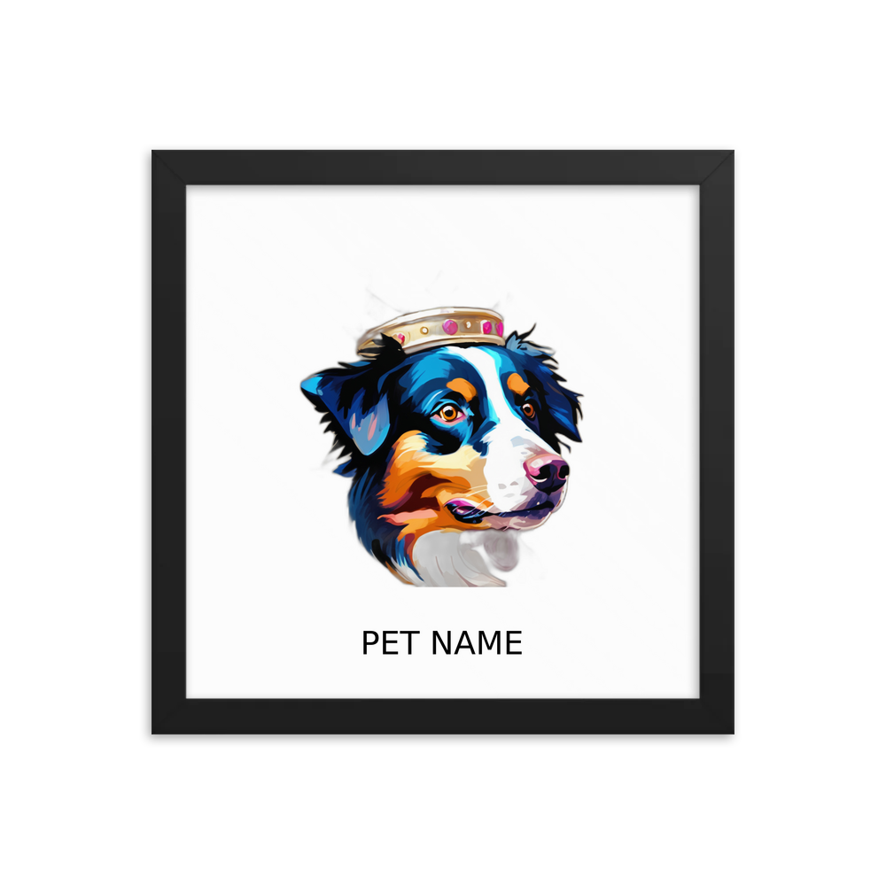 PugMug Custom Australian Shepherd Dog Framed Print with Your Pet’s Name