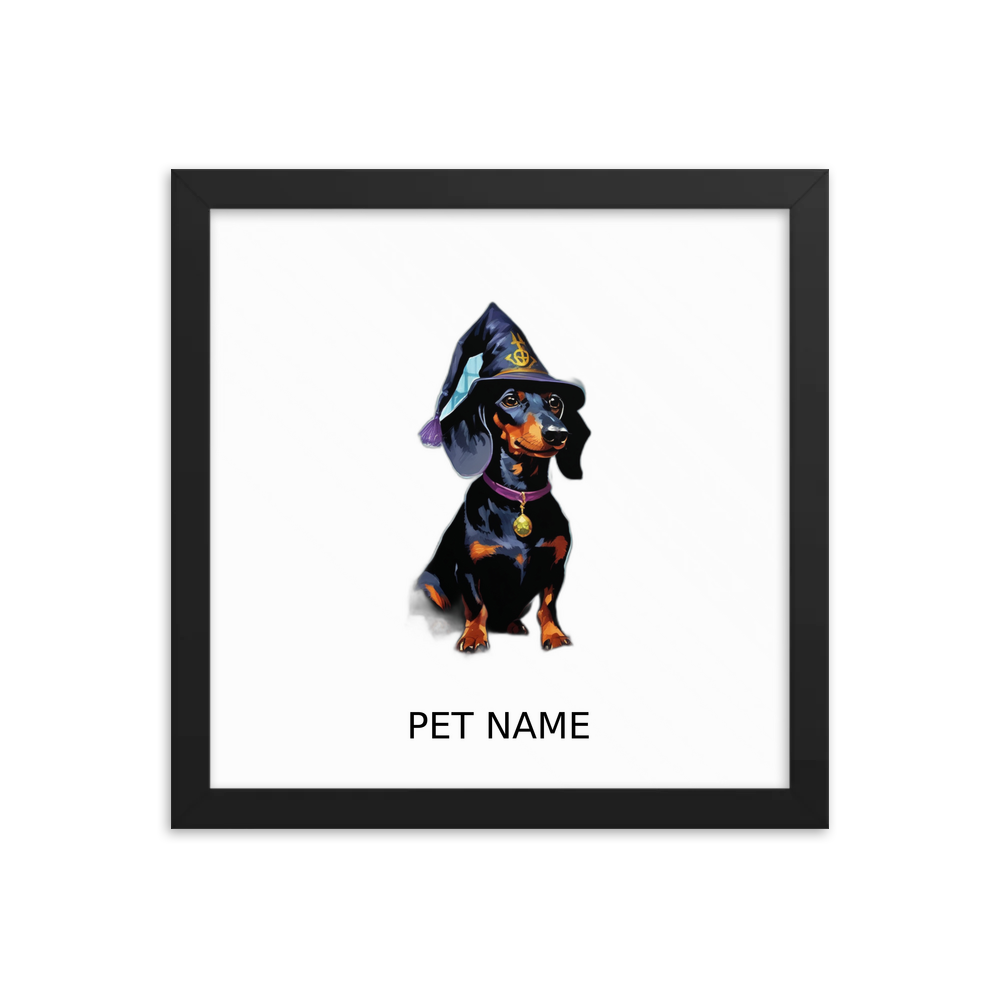 PugMug Custom Black Dachshund Framed Print with Your Pet’s Name