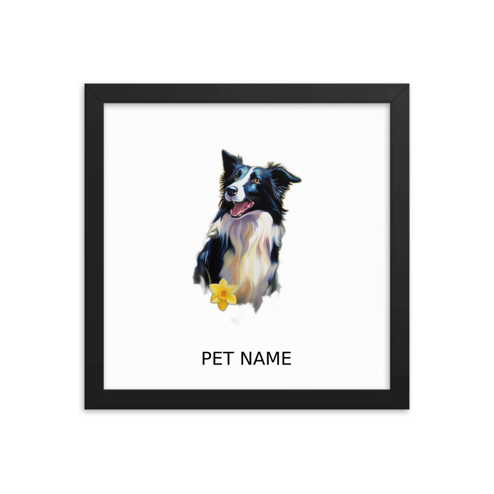 PugMug Custom Border Collie Framed Print with Your Pet’s Name