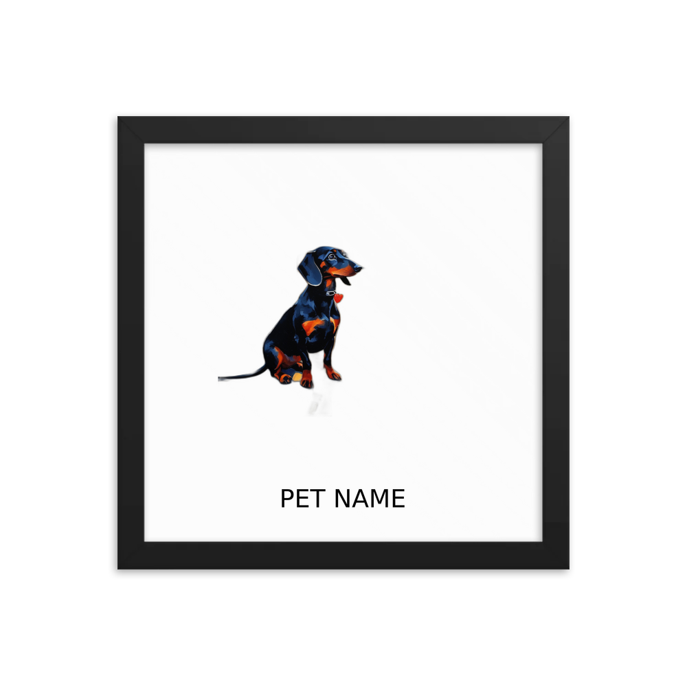 PugMug Custom Black Dachshund Framed Print with Your Pet’s Name