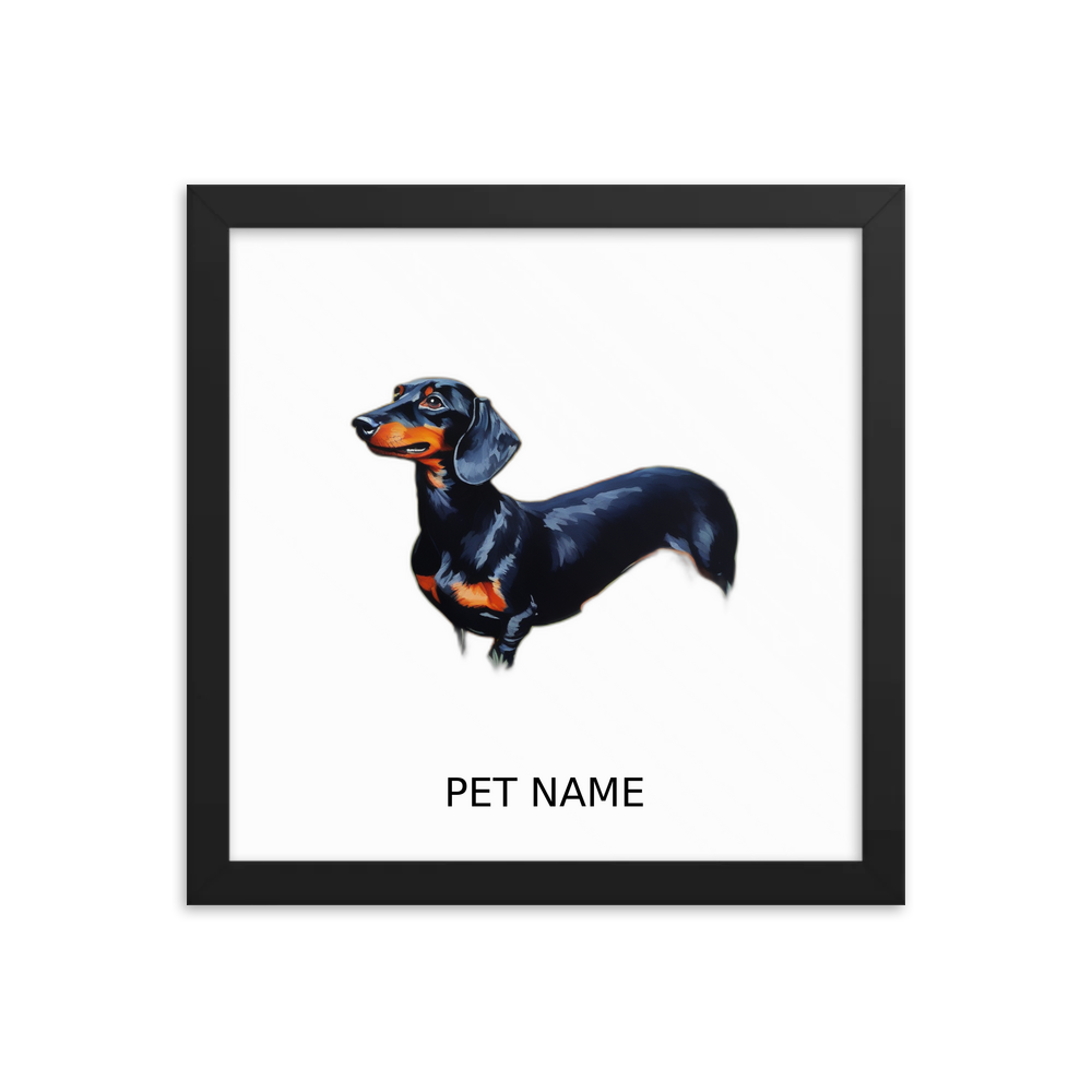 PugMug Custom Black Dachshund Framed Print with Your Pet’s Name