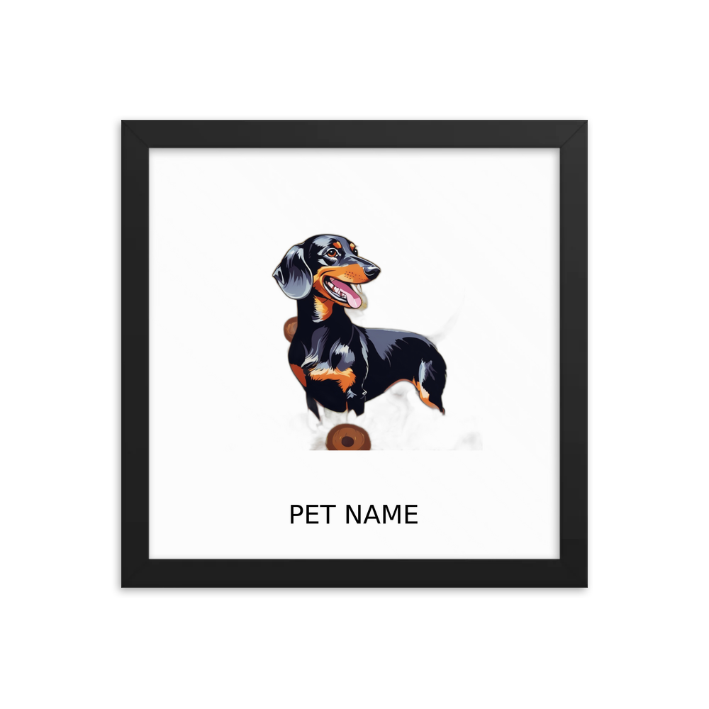 PugMug Custom Black Dachshund Framed Print with Your Pet’s Name