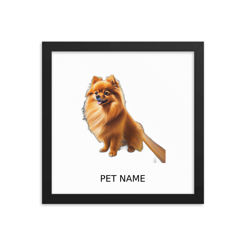 PugMug Custom Tan Pomeranian Framed Print with Your Pet’s Name