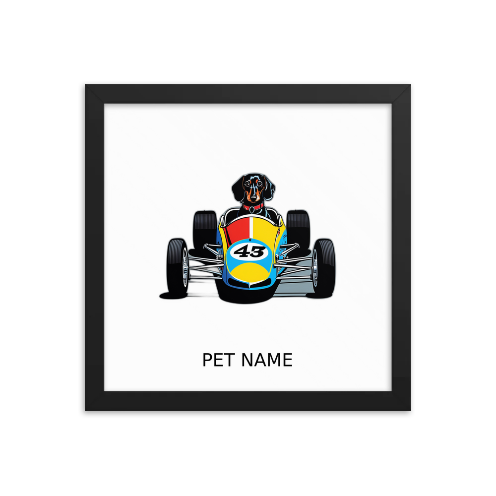 PugMug Custom Black Dachshund Framed Print with Your Pet’s Name