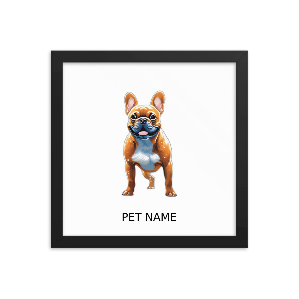 PugMug Custom Tan French Bulldog Framed Print with Your Pet’s Name