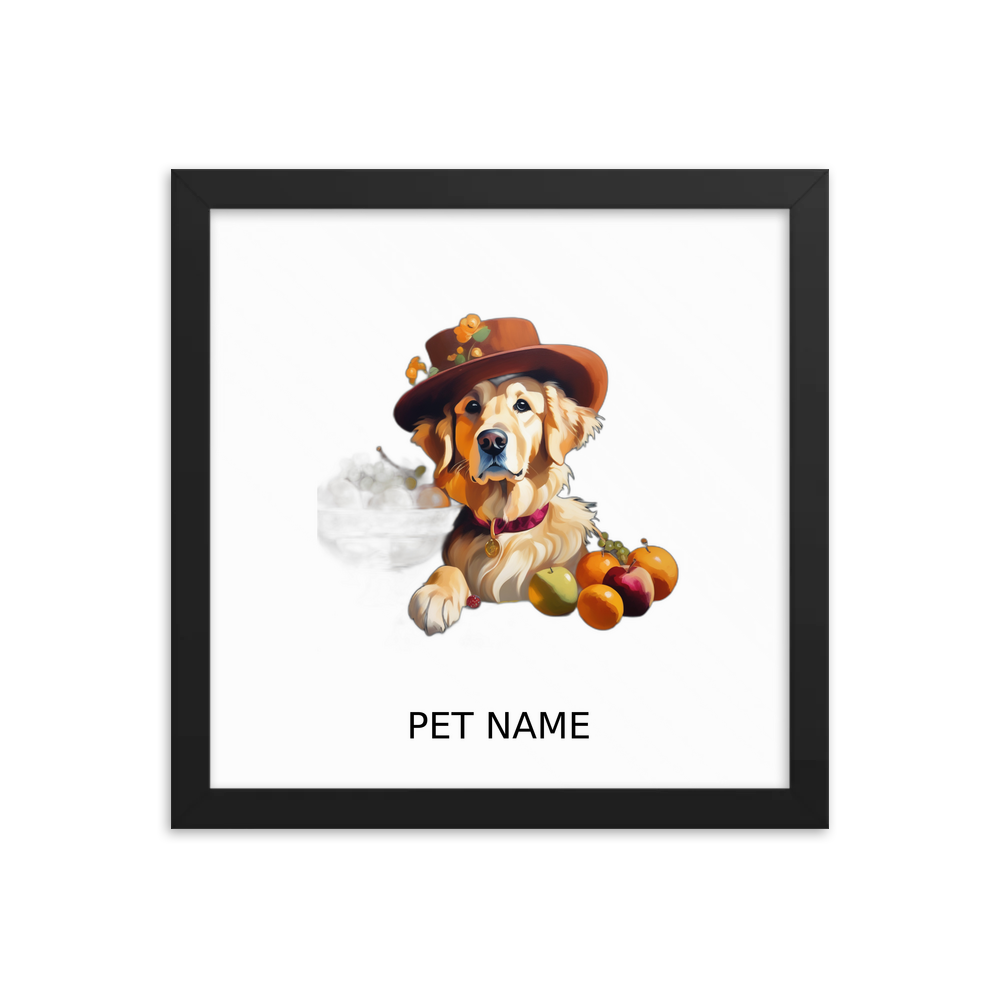 PugMug Custom Golden Retriever Framed Print with Your Pet’s Name