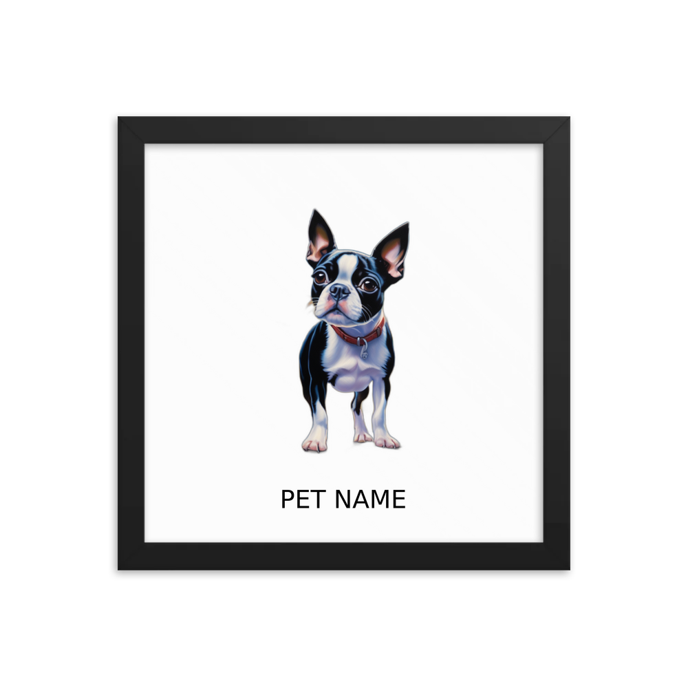 PugMug Custom Boston Terrier Framed Print with Your Pet’s Name