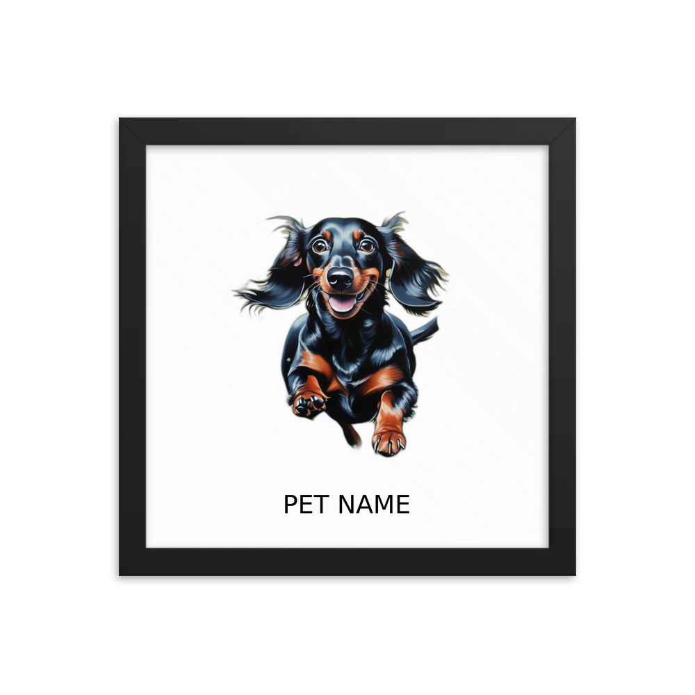 PugMug Custom Black Dachshund Framed Print with Your Pet’s Name