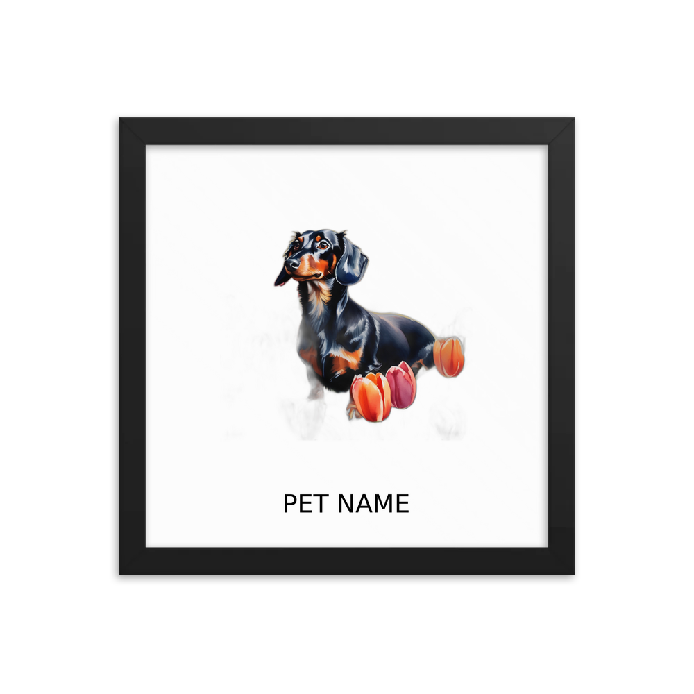 PugMug Custom Black Dachshund Framed Print with Your Pet’s Name
