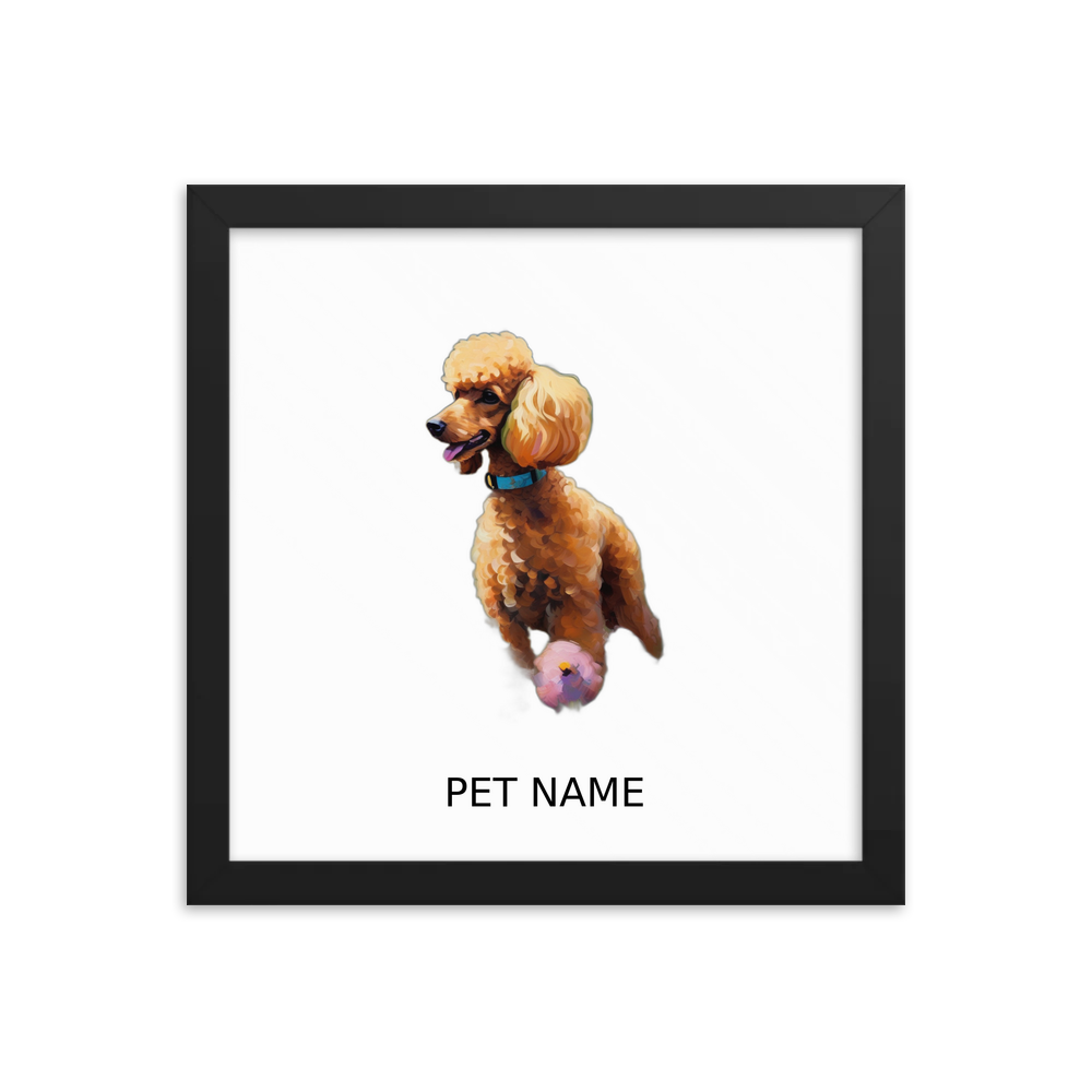 PugMug Custom Tan Poodle Framed Print with Your Pet’s Name