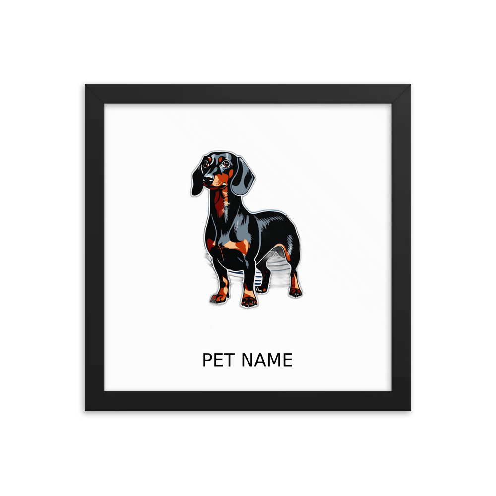 PugMug Custom Black Dachshund Framed Print with Your Pet’s Name