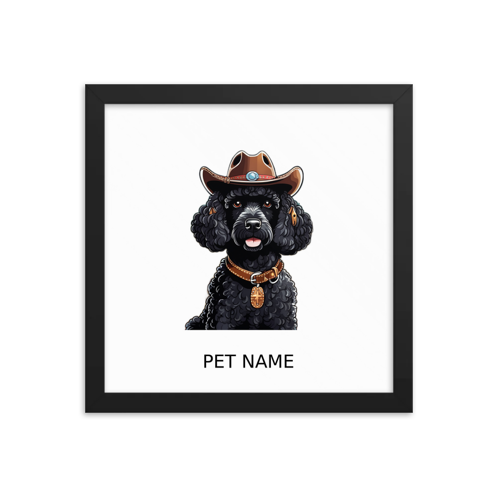 PugMug Custom Black Poodle Framed Print with Your Pet’s Name